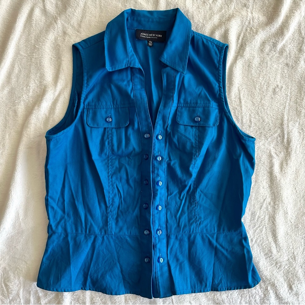 Jones New York Blue Sleeveless Top